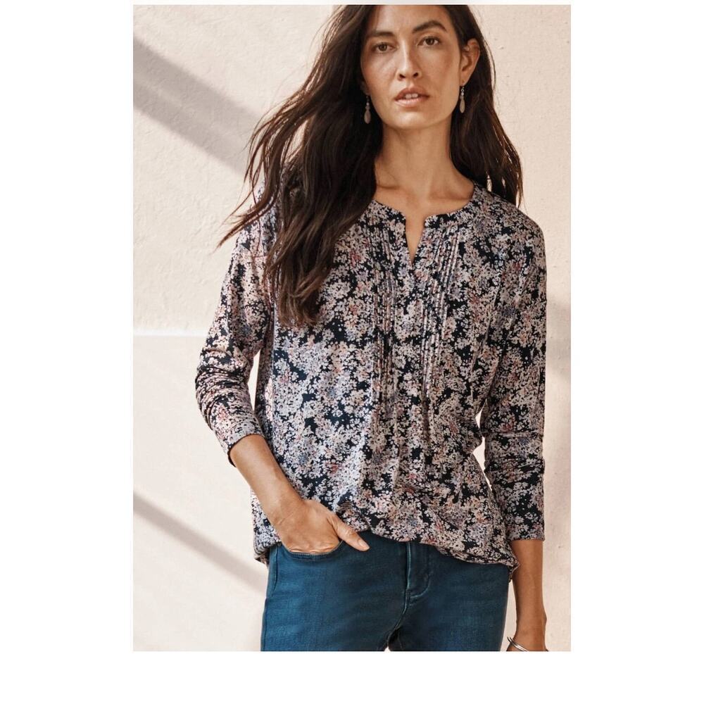 J JIll Pintucked Floral Tunic Size XSP